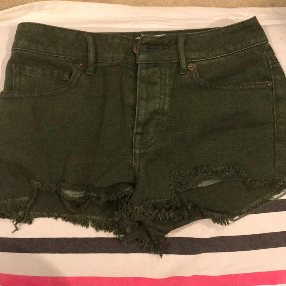 Brandy Melville green mid rise jean shorts